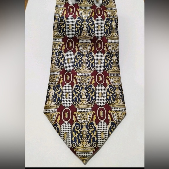Christian Dior CRAVATE Mens Gold, Yellow, maroon 100% Silk Neck Tie 58" x 4" - Picture 9 of 11